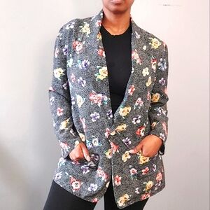 THE VILLAGER floral print polkadot blazer top Size 16